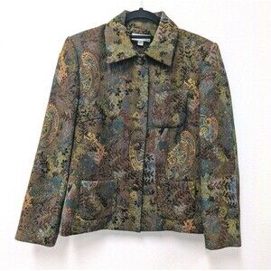 Vintage Methode Multicolored Tapestry Jacquard Blazer Jacket sz 4 Floral Paisley